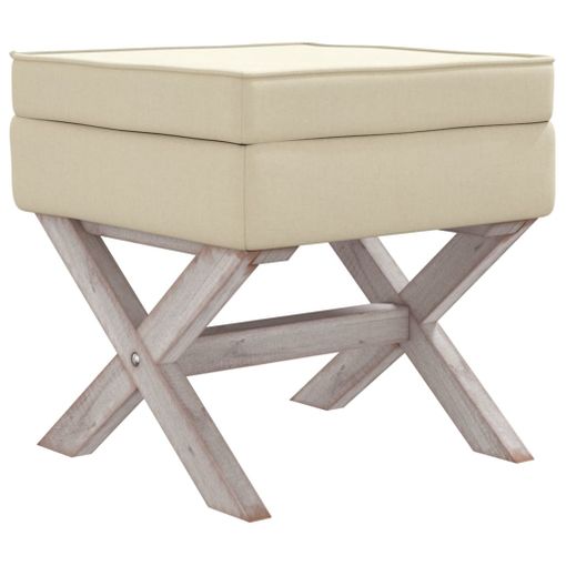 Taburete con Espacio de Almacenamiento con Tapa Plegable Color Beige  45x25x25CM Con Tela Lino