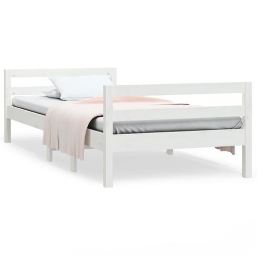 Estructura de cama madera contrachapada blanca 90x190 cm