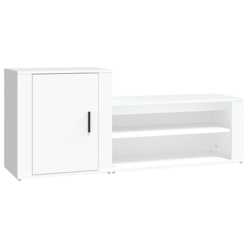 Mueble zapatero madera contrachapada blanco brillo 102x36x60 cm