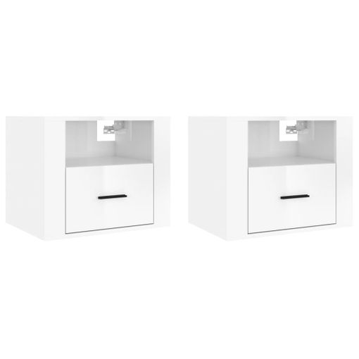 Mesitas de noche de pared 2 uds blanco 50x36x40 cm