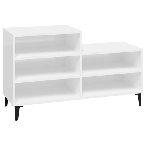 Mueble zapatero madera contrachapada blanco brillo 60x35x105 cm