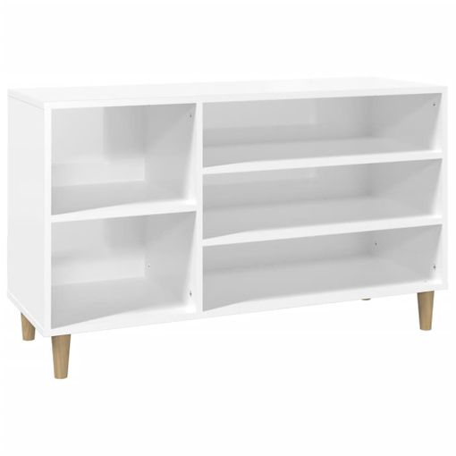 Mueble zapatero madera contrachapada blanco brillo 70x36x60 cm