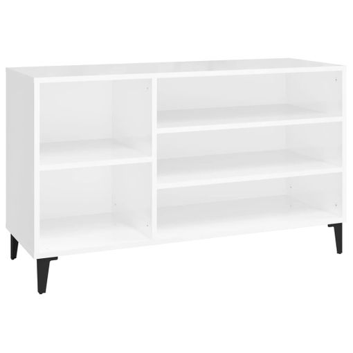 Mueble Zapatero Madera Contrachapada Blanco Brillo 102x35x55 Cm Vidaxl