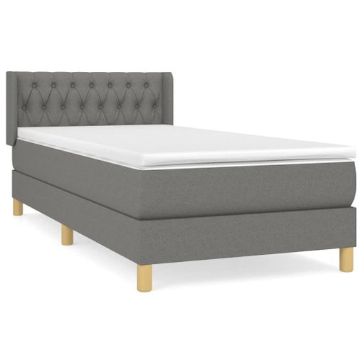 VidaXL Cama box spring con colchón tela gris oscuro 90x190 cm