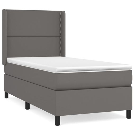 Cama box spring con colchón cuero sintético negro 80x200 cm