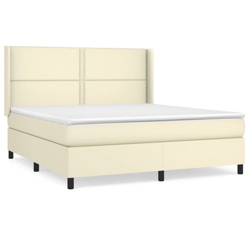 Estructura de cama box spring cuero sintético negro 180x200 cm