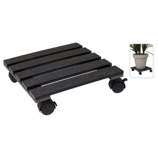 Soporte Con Ruedas Para Plantas Cuadrado Madera Negro 38x38 Cm Nature con  Ofertas en Carrefour