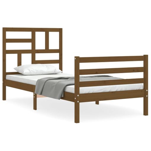 Estructura Cama Madera De Pino Doble Marrón Miel 135x190 Cm Vidaxl con  Ofertas en Carrefour