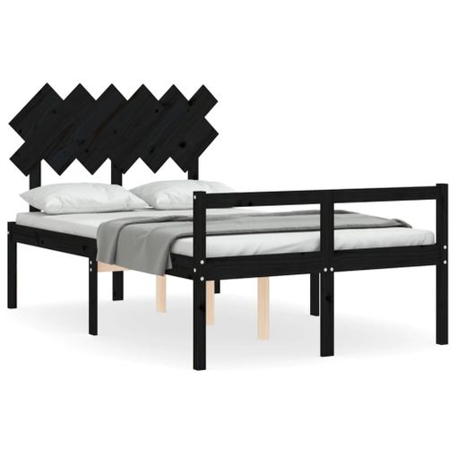 Estructura de cama para colchón de 120x200 cm hecha de madera de color  negro VidaXL