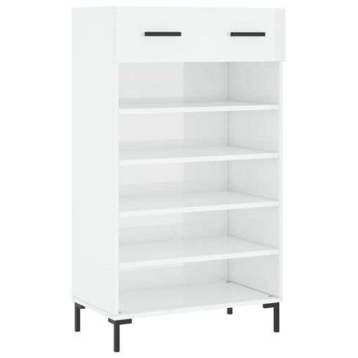 VidaXL Mueble zapatero madera contrachapada blanco brillo