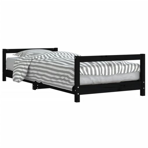 Estructura De Cama Madera De Pino Negro Individual Uk 90x190 Cm