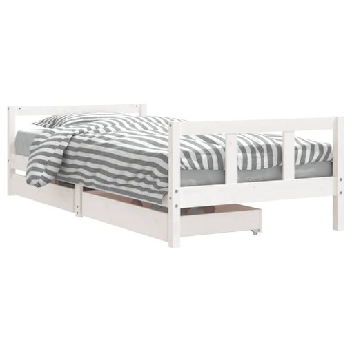 vidaXL Estructura cama cajones madera maciza de pino blanco 90x200 cm