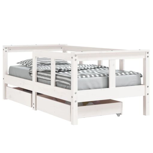 Estructura Cama Infantil Y Cajones Madera Pino Blanco 90x190 Cm Vidaxl