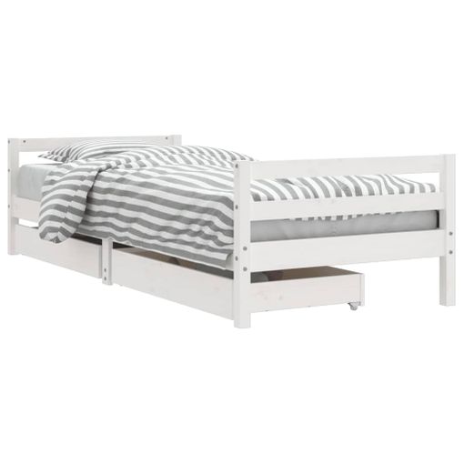 Cama Estructura Blanca 2 Cajones Dormitorio Juvenil Infantil Michigan  Estilo Moderno 135 O 140 Cm con Ofertas en Carrefour