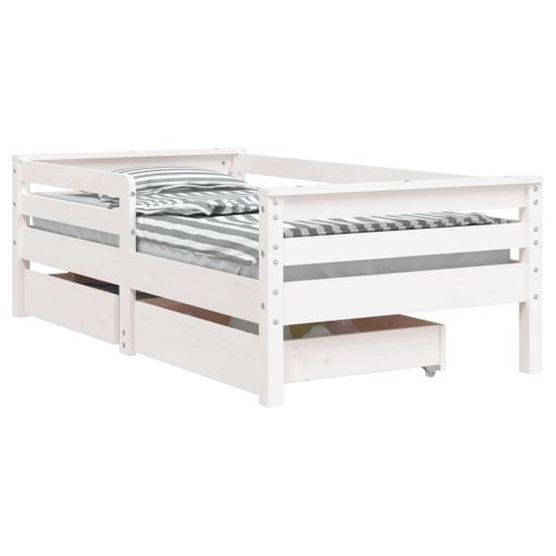 vidaXL Estructura cama infantil y cajones madera pino blanco