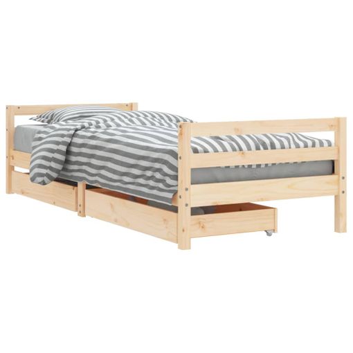 vidaXL Estructura cama infantil y cajones madera pino negro 90x190