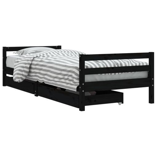 vidaXL Estructura cama infantil y cajones madera pino negro 90x190 cm –  Bechester