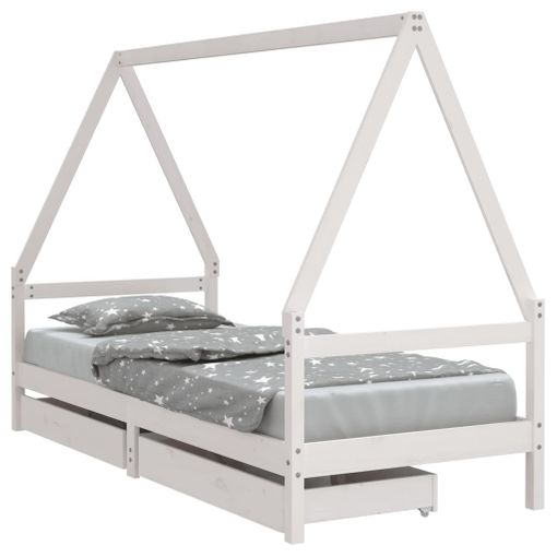 Estructura de cama con cajones blanco 90x200 cm