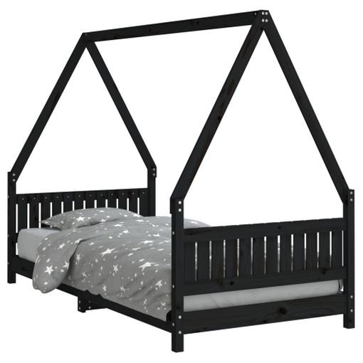 vidaXL Estructura cama infantil y cajones madera pino negro 90x190 cm