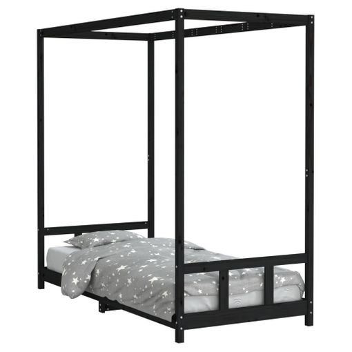 Estructura De Cama Madera De Pino Negro Individual Uk 90x190 Cm con Ofertas  en Carrefour