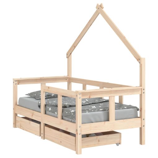 vidaXL Estructura cama infantil y cajones madera pino blanco
