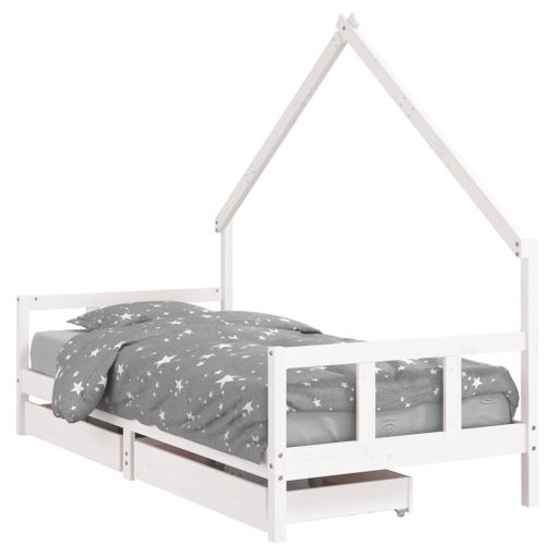 Estructura de cama infantil con cajones madera pino 90x190 cm