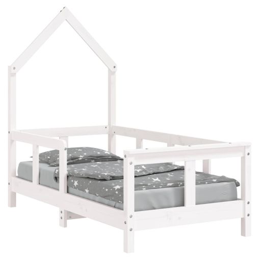 Cama para niños 80 x 160 cm Cama Infantil con Somier Estructura de Madera  Pino En diseño de Casa con Reja de Seguridad Protección Natural