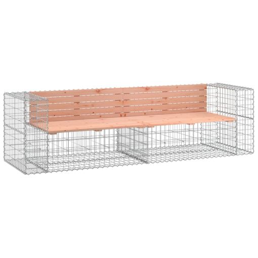 Banco Jardín Diseño Gaviones Madera Abeto Douglas 244x71x65,5cm Vidaxl