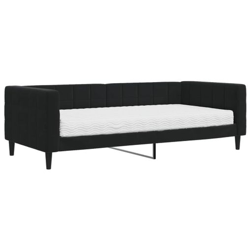 VidaXL Sofá cama nido con colchón terciopelo negro 90x200 cm