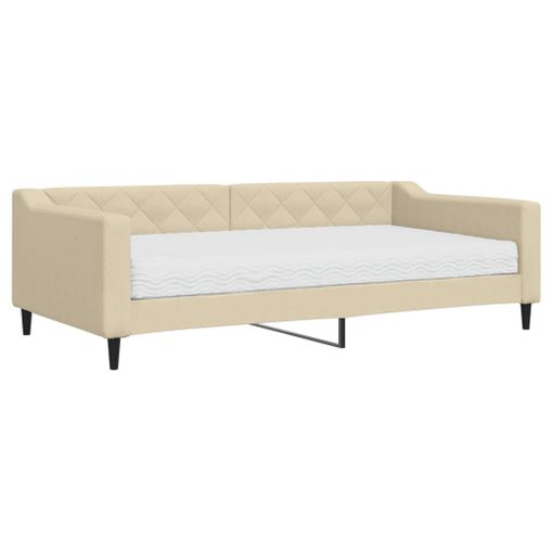 vidaXL Sofá cama nido con colchón tela crema 90x200 cm