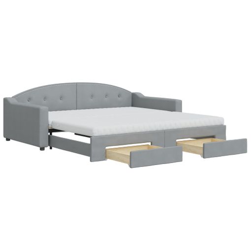 VidaXL Sofá cama nido con cajones tela gris claro 100x200 cm