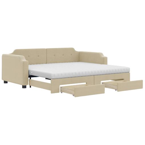 vidaXL Sofá cama nido tela crema 90x200 cm