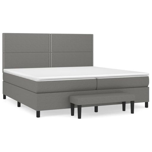 Cama con somier y colchón Gris oscuro 90x190 cm Tela