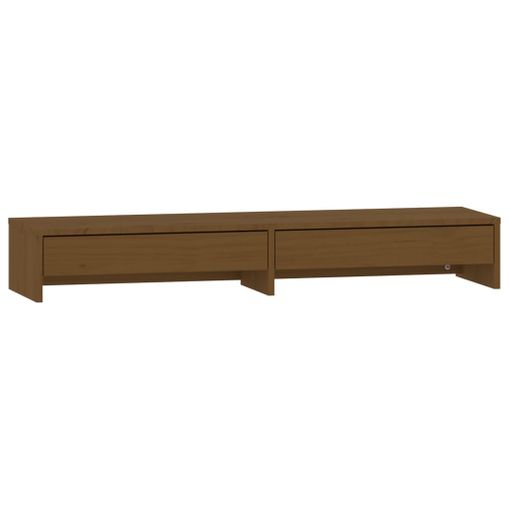 vidaXL Soporte para monitor madera maciza pino marrón miel 81x20x30 cm