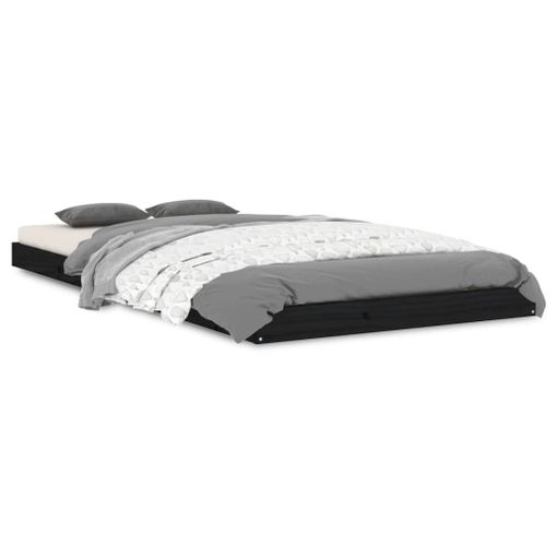 Estructura De Cama Madera De Pino Negro Individual Uk 90x190 Cm con Ofertas  en Carrefour