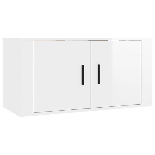 Mueble Para Tv De Pared Blanco Brillante 80x34,5x40 Cm Vidaxl