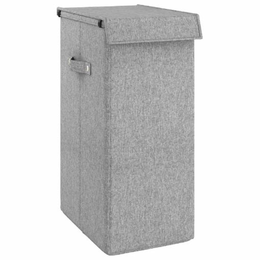 Cesto ropa sucia plegable lino sintético gris 26x34,5x59,5 cm vidaXL