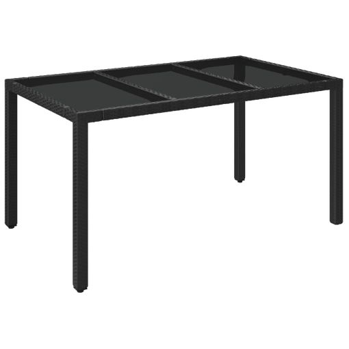 Mesa De Jardín Superficie De Vidrio Ratán Pe Negro 150x90x75 Cm Vidaxl