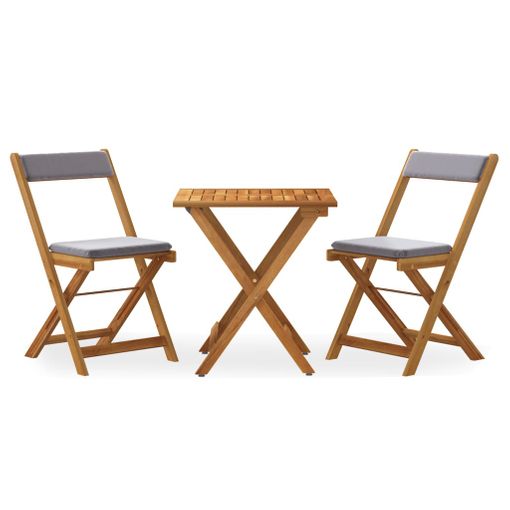 Mesa Y Sillas Plegables Terraza 3 Pzas Y Cojines Madera Acacia Vidaxl con  Ofertas en Carrefour