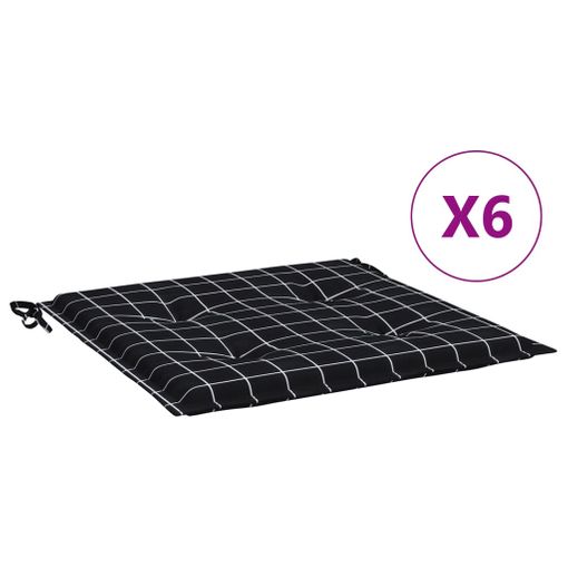 Cojines Para Silla Con Respaldo Bajo 6 Uds Tela A Cuadros Negro Vidaxl con  Ofertas en Carrefour