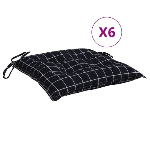 Cojines Para Silla Con Respaldo Bajo 6 Uds Tela A Cuadros Negro Vidaxl con  Ofertas en Carrefour