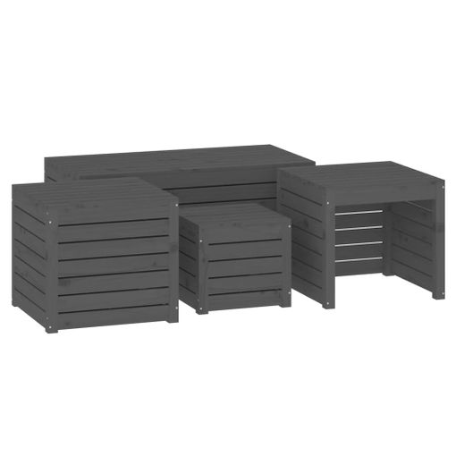 Juego de Cajas de Jardín Muebles de Almacenaje 4 pzas Madera Maciza Pino  vidaXL