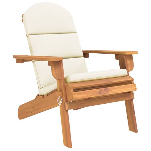 Silla mecedora adirondack fabricada en madera maciza de acacia con cojín  blanco crema Vida XL