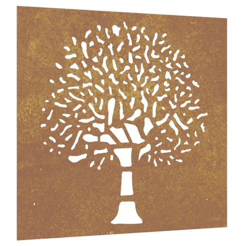 Adorno De Pared De Jardín Acero Corten Diseño Árbol 55x55 Cm Vidaxl