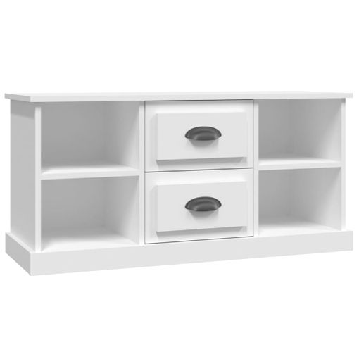 Mueble TV blanco 150x30x44,5 cm de madera contrachapada