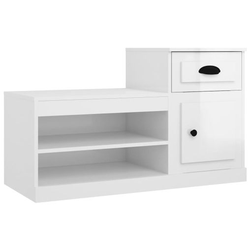 vidaXL Mueble zapatero madera contrachapada blanco brillo 70x36x60