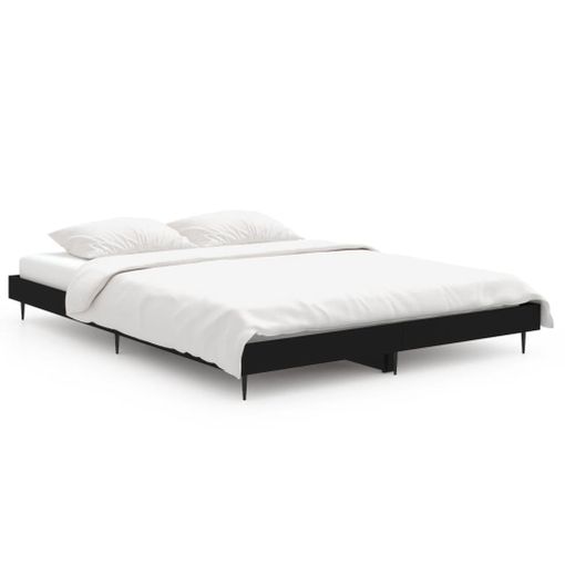 Estructura de cama madera contrachapada negra 135x190 cm