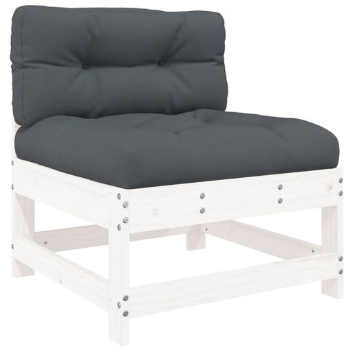 Sofá Central Con Cojines Madera Maciza De Pino Blanco Vidaxl
