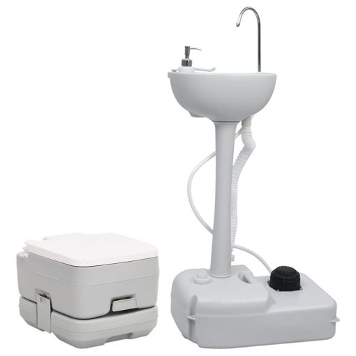 Juego De Inodoro Con Lavabo Portátil Para Camping Vidaxl