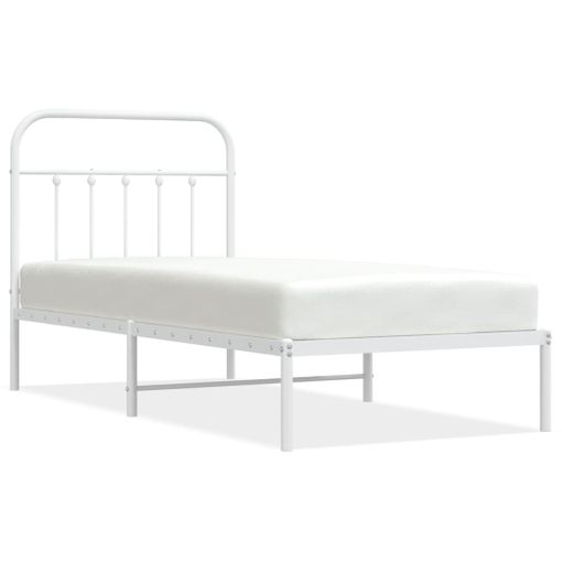 vidaXL Estructura cama metal con cabecero y pie cama blanca 90x200